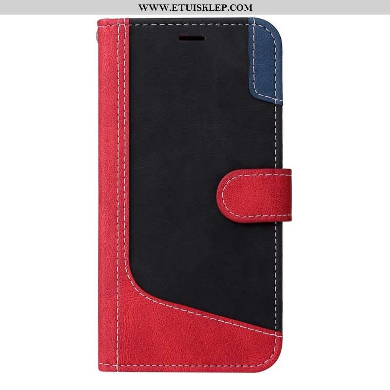 Etui Folio do Poco X5 5G z Łańcuch Trójkolorowy Pasek